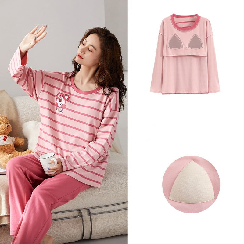 Cute Cartoon Pajamas Loungewear Dress for Girls Built-in Padded Bra – Gullei