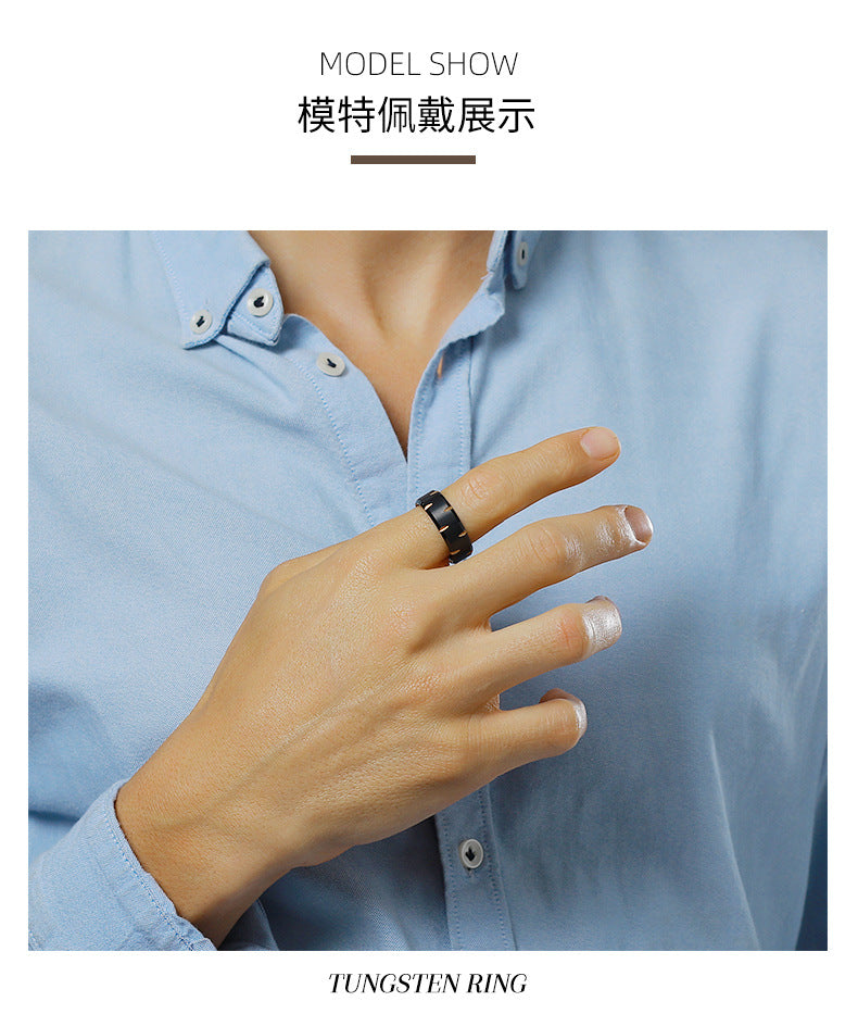 Custom Hip-Hop Fashion Mens Promise Ring Tungsten 8mm