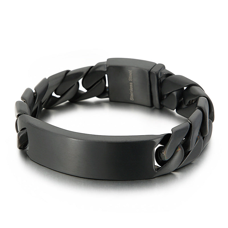 Personalized Thick Cuban Chain Mens Bracelet Black