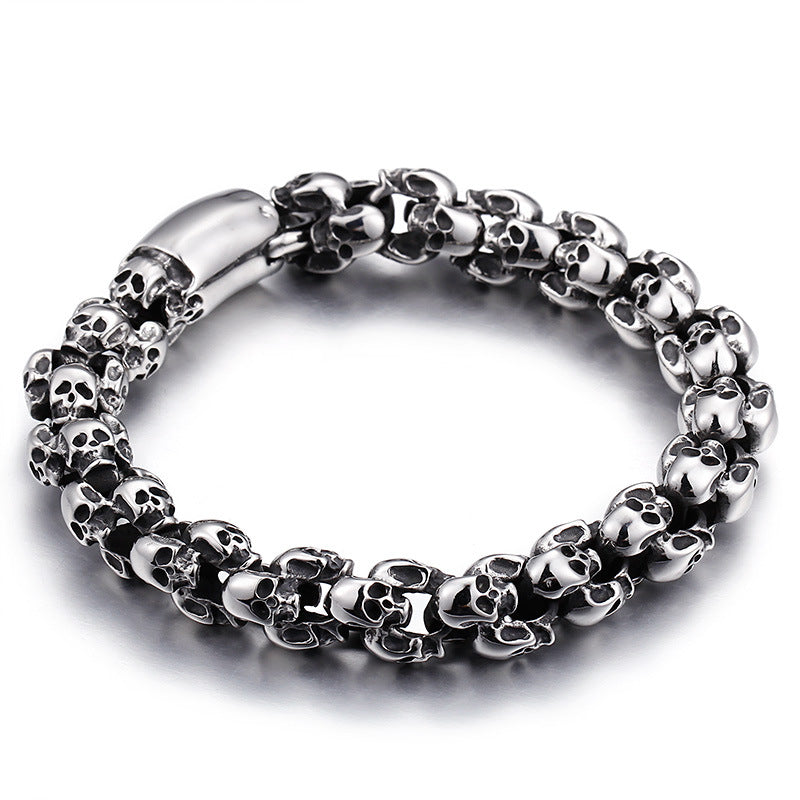Custom Engraved Skull Retro Bracelet for Men