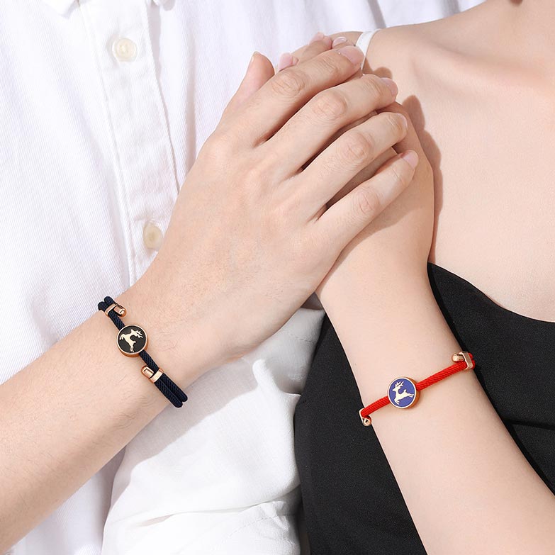 Matching Deer Charm Friendship Bracelets Set