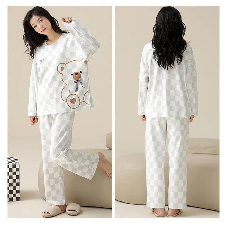 Bear Couples Matching Nightwear Pajamas Set Cotton