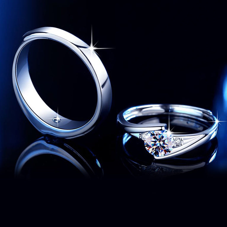 Moissanite Diamond Wedding Rings Set for two