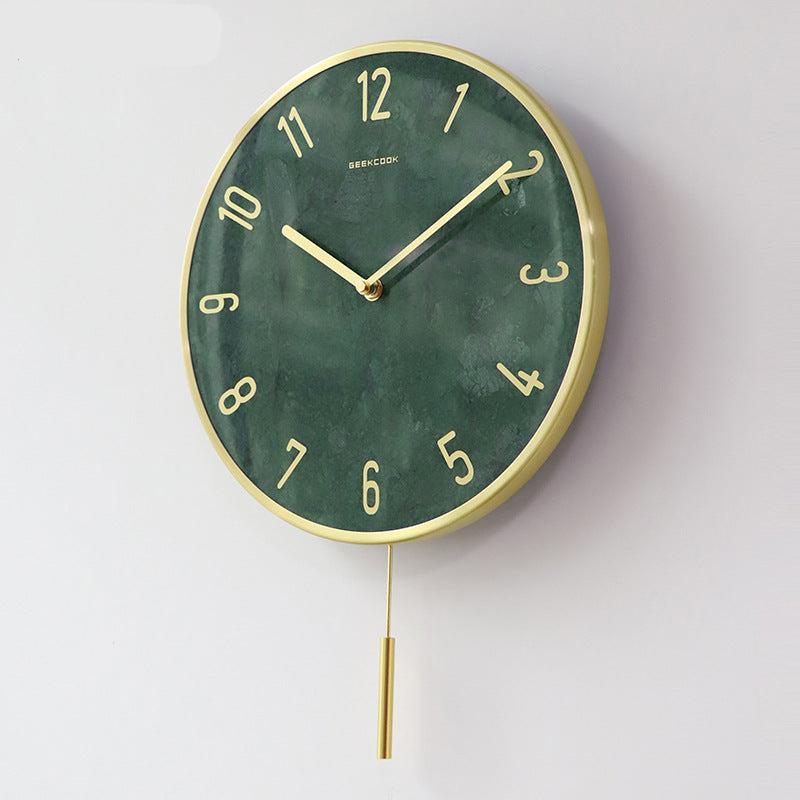 Natural Marble Pendulum Silent Wall Clock (14")