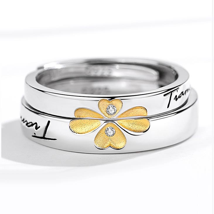 Clover Leaf Couple Wedding Bands for 2