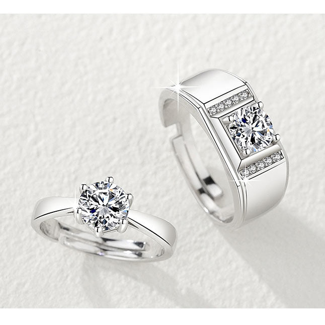 Personalized Sterling Silver Couple Wedding Rings Set