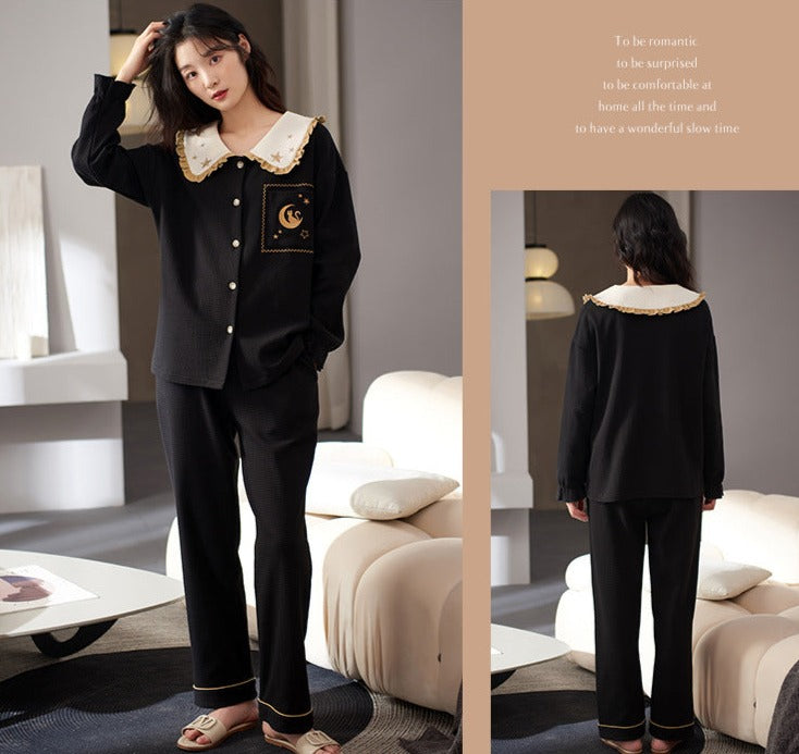 Matching Moon Black Nightdress Bride Groom Pajamas