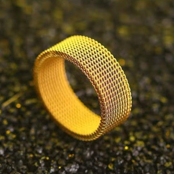 Mens Mesh Wedding Band Stainless Steel 8mm