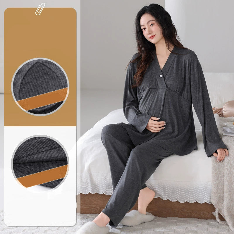 Soft Maternity Nursing Pajamas Set