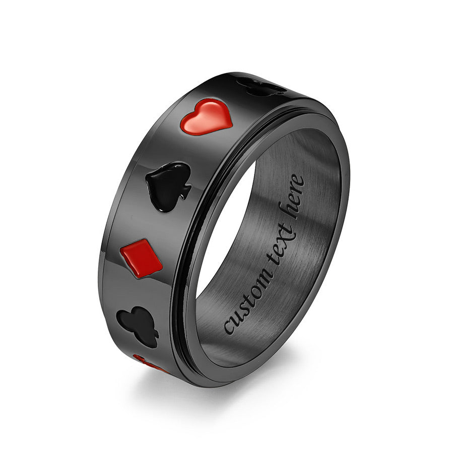 Engraved Spinning Fidget Mens Ring