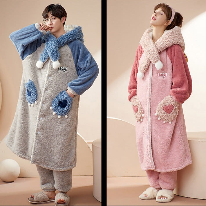 Matching Christmas Winter Bathrobe Pjs for Couples