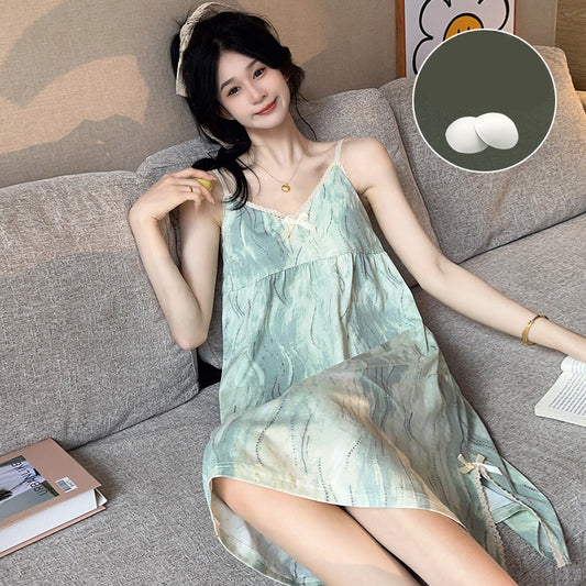 100% Pure Cotton Summer Nightwear with Padded Bra