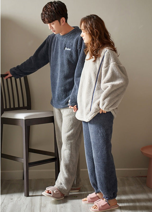 Matching Couple Corel Fleece Pyjamas Set