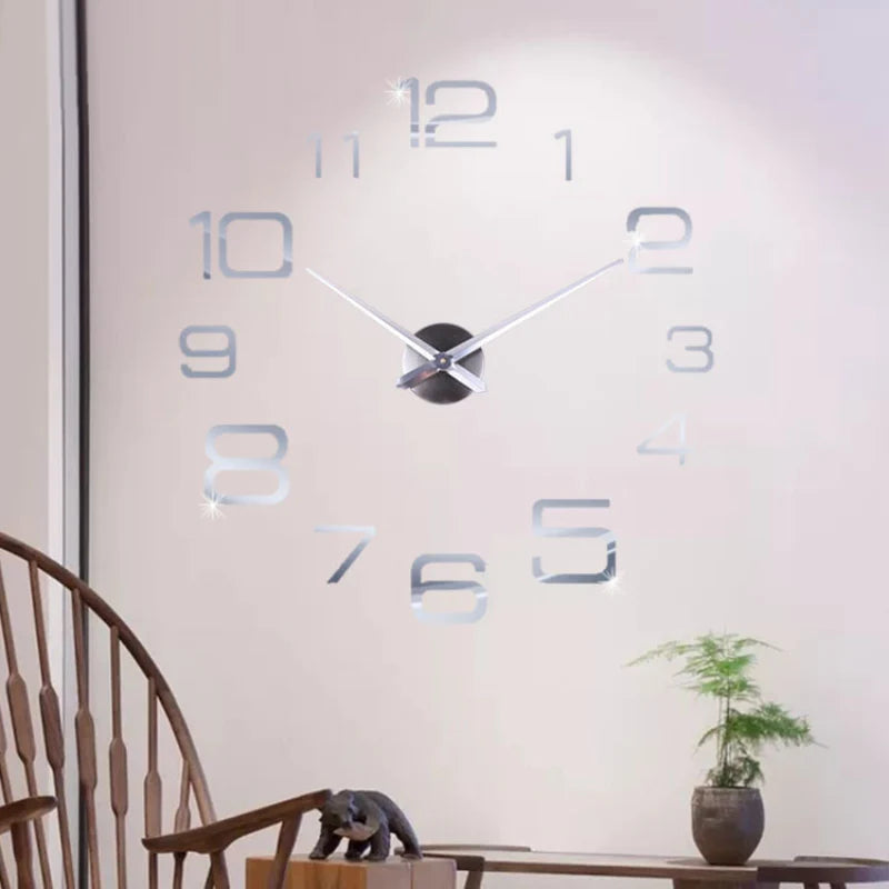 DIY Sticker Long Hands Wall Clock – Customizable & Silent Design