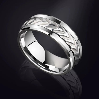 Mens Fidget Wedding Ring with Engraving Tungsten