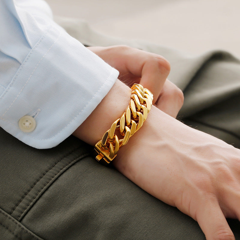 Custom Engravable Mens Thick Chain Bracelet 22cm