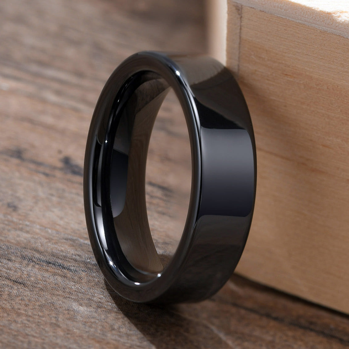 Engraved Simple Mens Ring - Ceramic