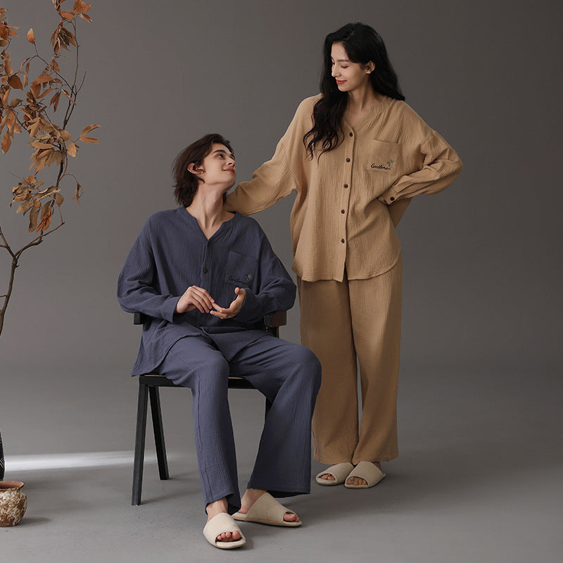 Wabi-Sabi Double-Layer Cotton Couple's Pajama Set