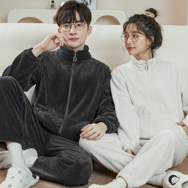 Matching Pajamas – Zip-Up Flannel Set, Sporty Relaxed Fit