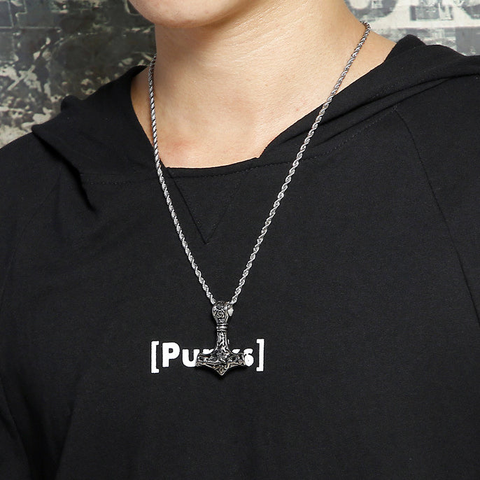 Custom Engravable Hammer Celtic Necklace for Men