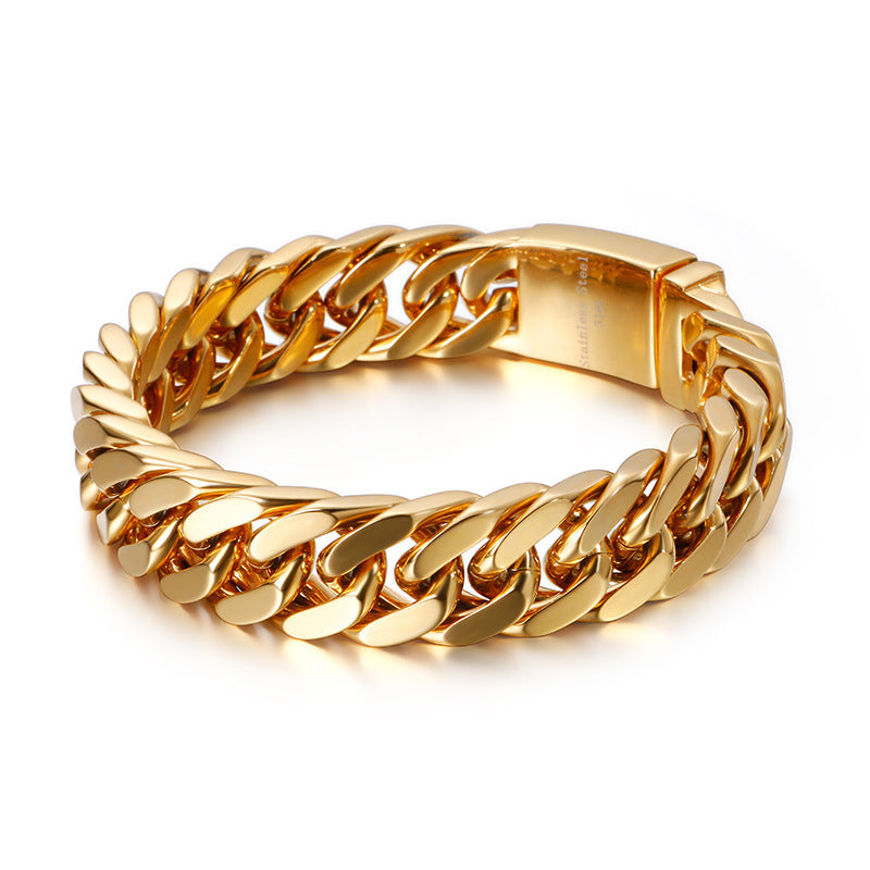 Custom Engravable Mens Thick Chain Bracelet 22cm