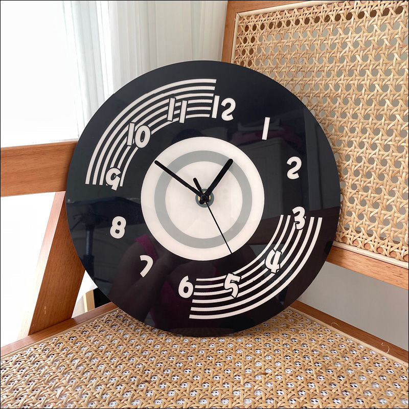 Silent Wall Clock – Black Retro Round, 30 cm