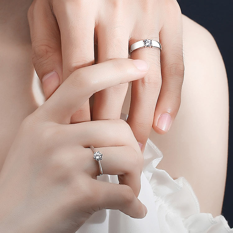 2 Carats Cubic Zirconia Couple Rings Set for 2