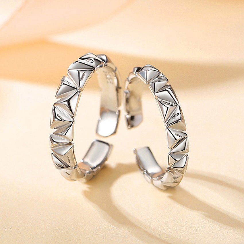 Custom Engraved Couple Promise Rings Set Sterling Silver