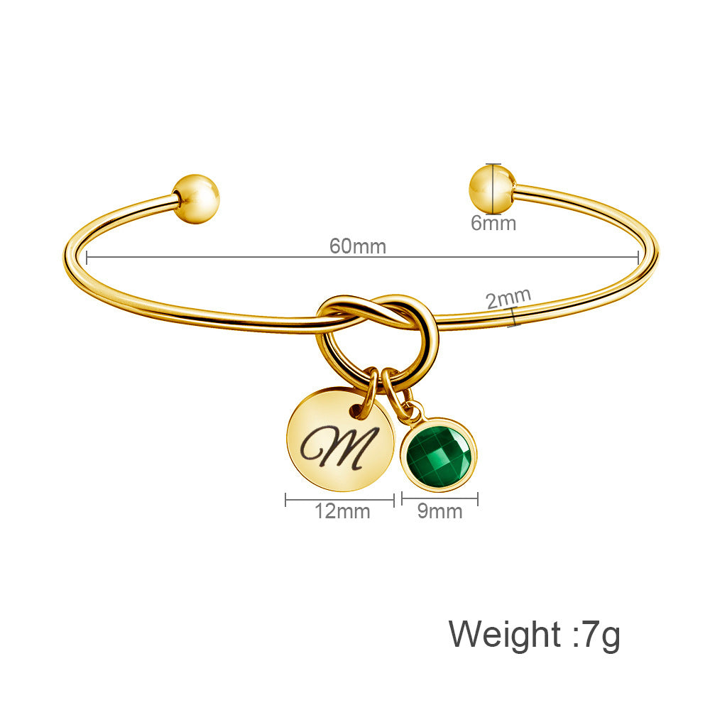 Name Initial Birthstone Charm Bracelet