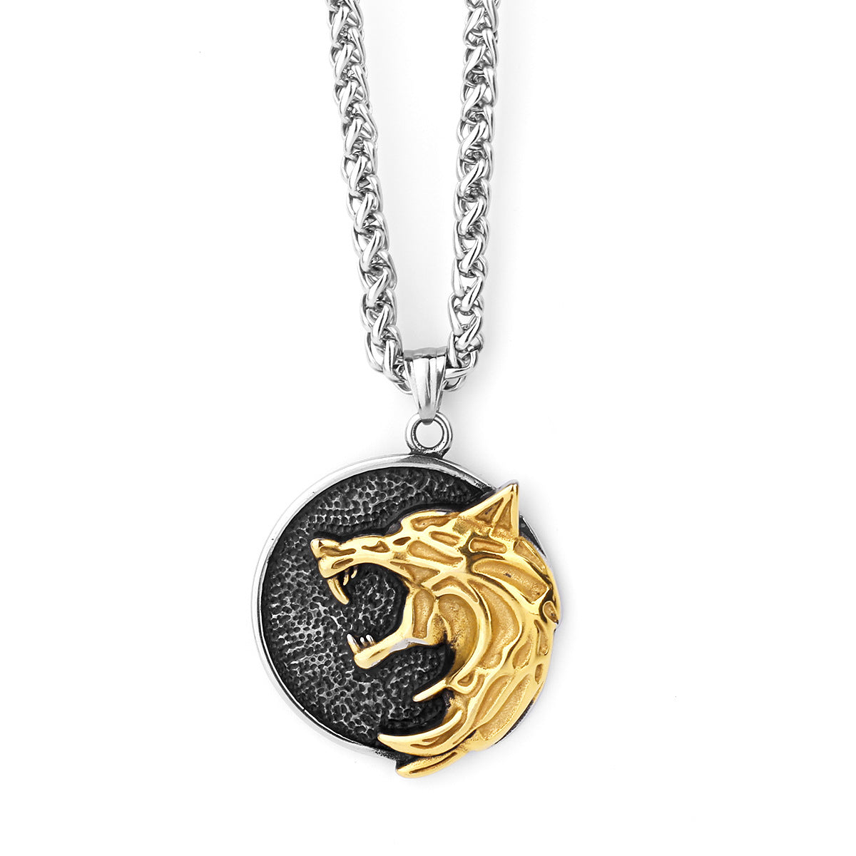 Mens Thick Chain Necklace Wolf Viking Style