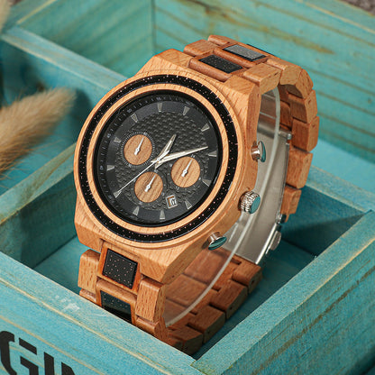 Multifunctional Matching Wood Couple Watch Set