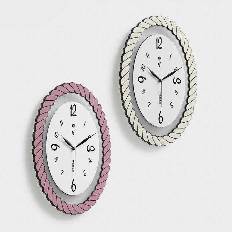 Oval Silent Wall Clock – Rope Frame (Non-Ticking)