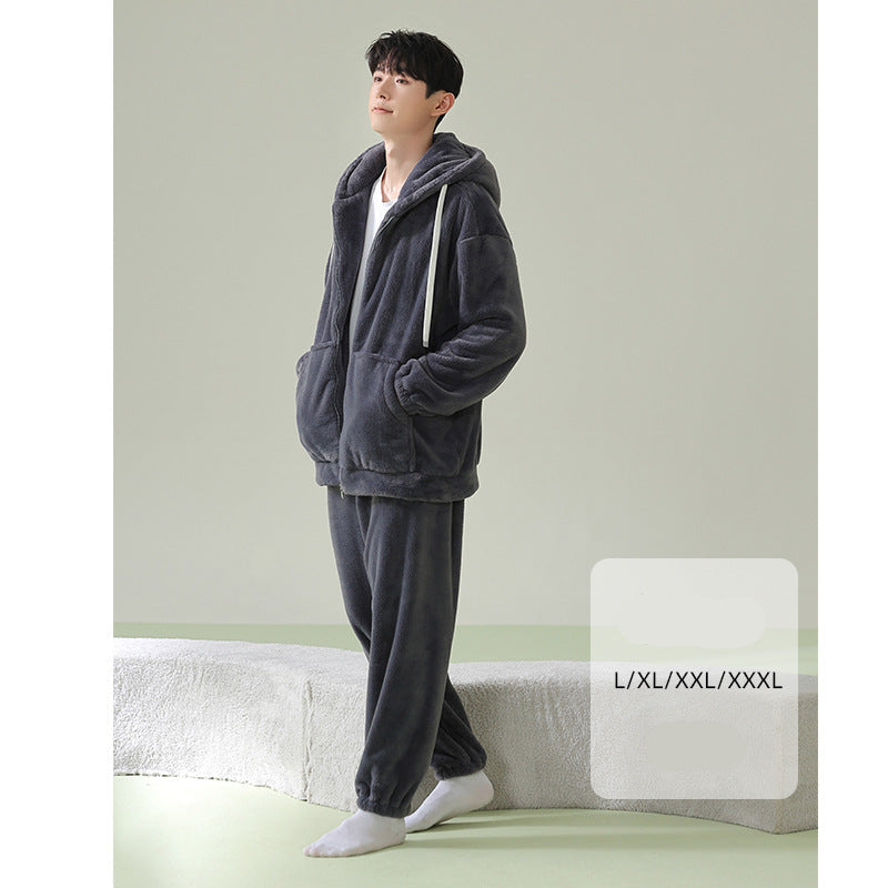 4-Piece Warm Hoodie Matching Pajamas Set for Couples