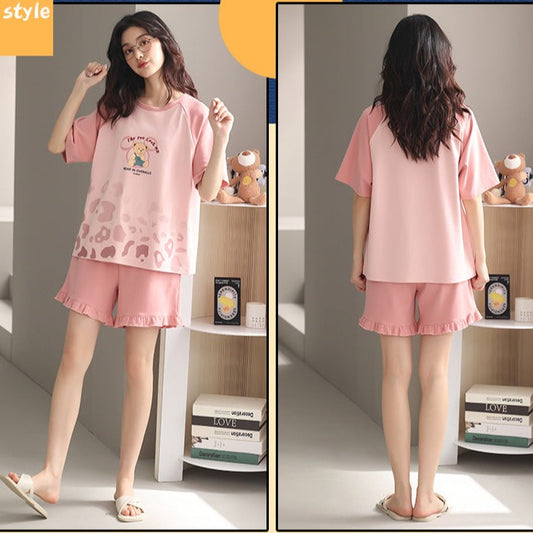 Cute Bear Summer Loungewear Set for Girls