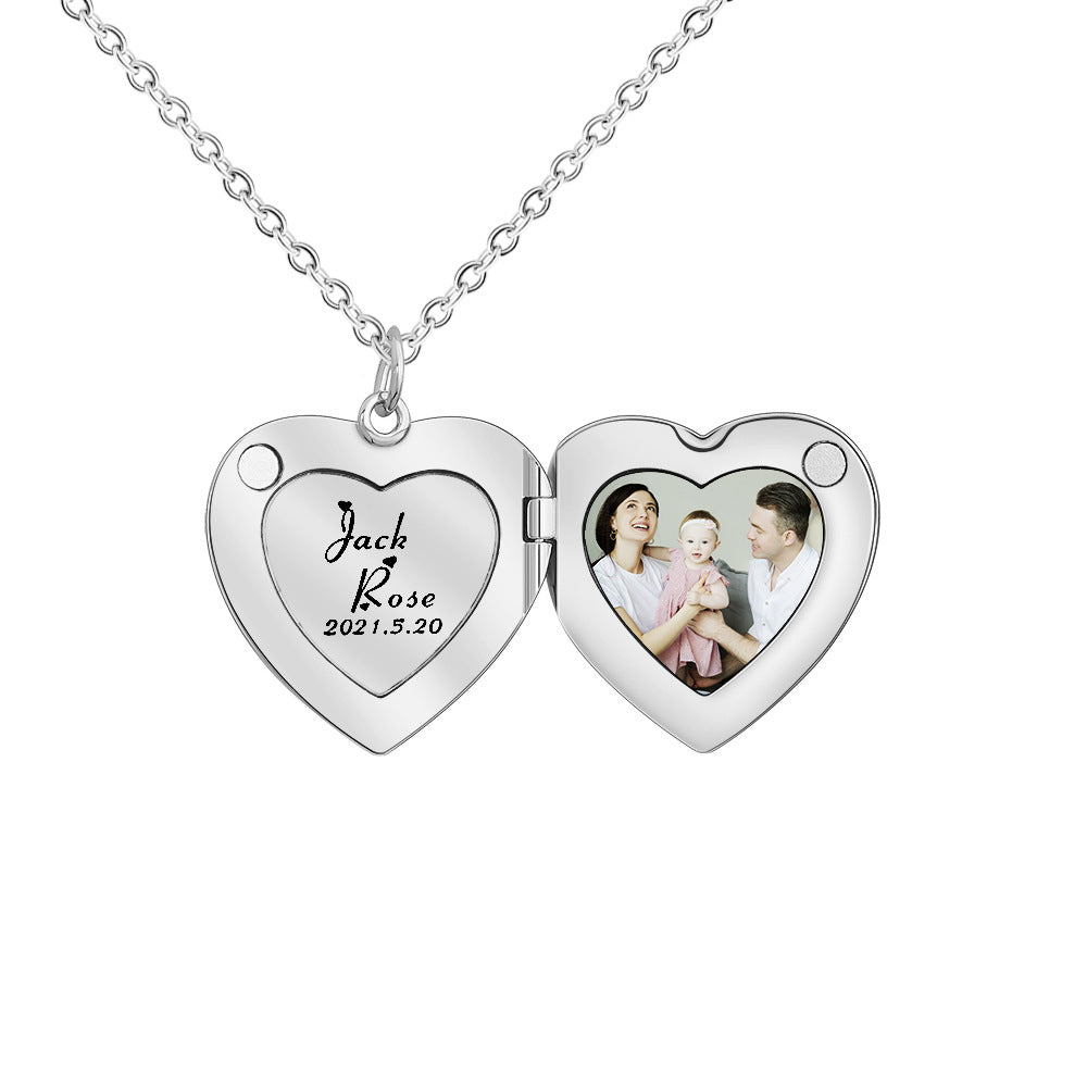 Personalized Heart Locket Photo Necklace