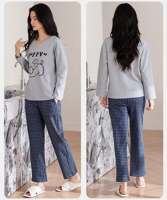 Cute Puppy Graphic 100% Cotton Couple Pajamas