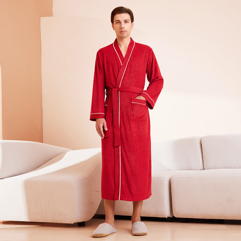 2-Piece Thickened Flannel Long Robes Nightgown Set
