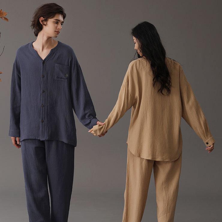 Wabi-Sabi Double-Layer Cotton Couple's Pajama Set