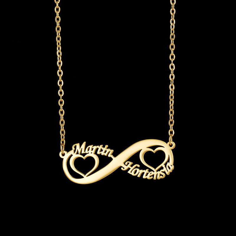Infinity Shaped Personal Couples Name Necklace