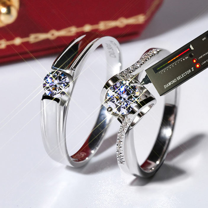 Engraved 0.8 Carat Diamond Couple Wedding Rings Set