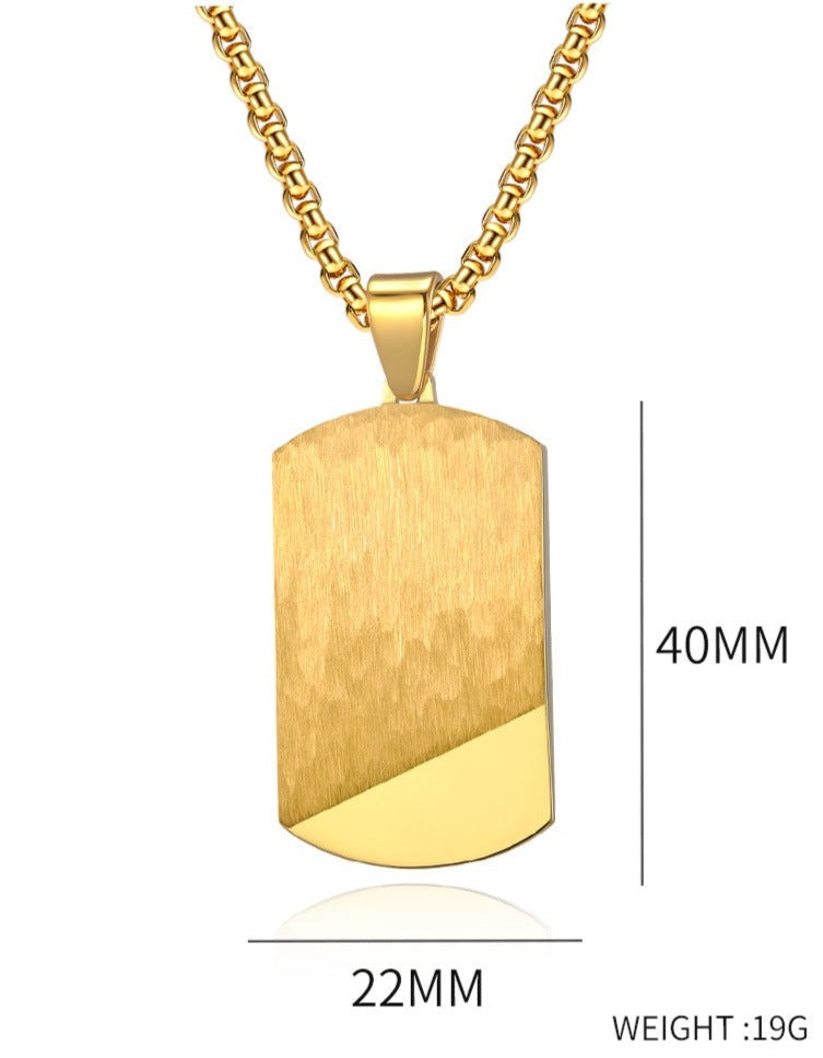 Engraved thick Chain Army Pendant Mens Necklace