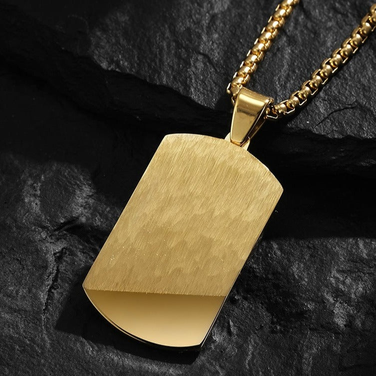 Engraved thick Chain Army Pendant Mens Necklace