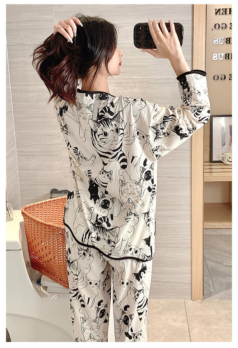 Cat Pattern Pajamas Set 100% Organic Cotton