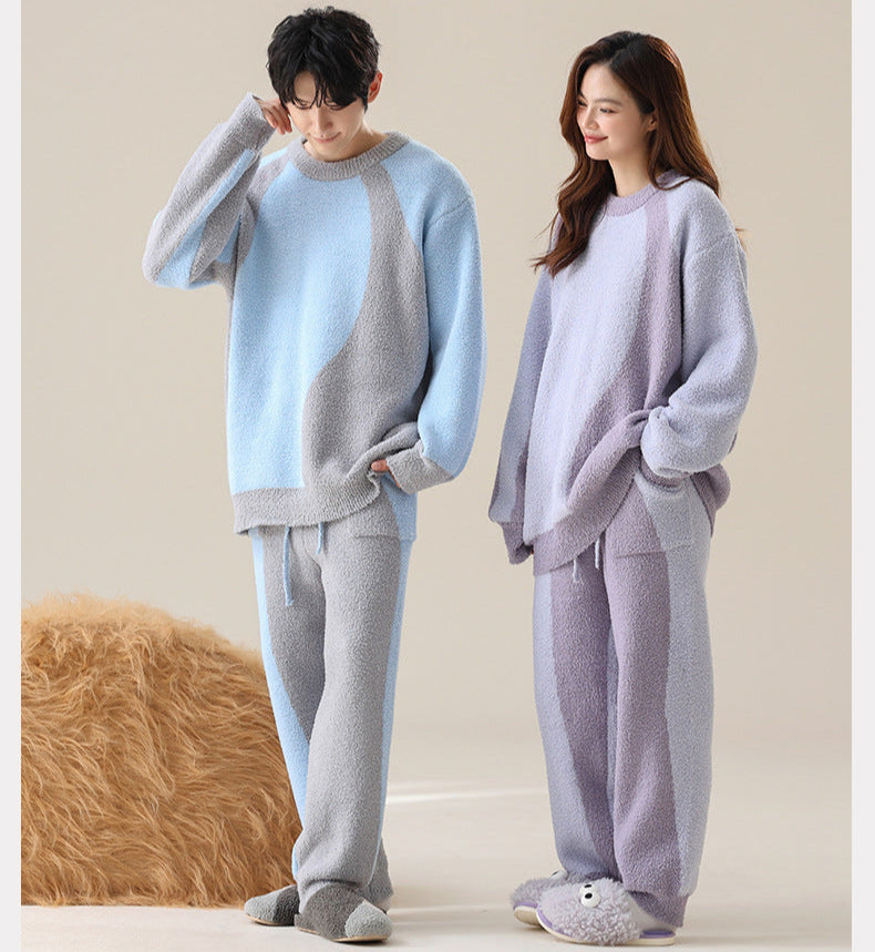 4-Piece Warm Pajamas/Loungewear Set for Couples