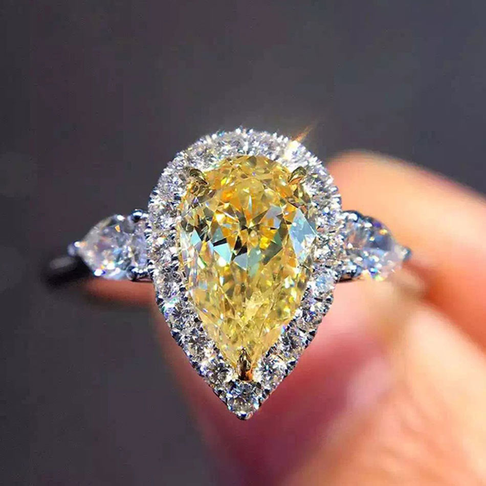 1 Carat Tear Drop Diamond Bridal Ring