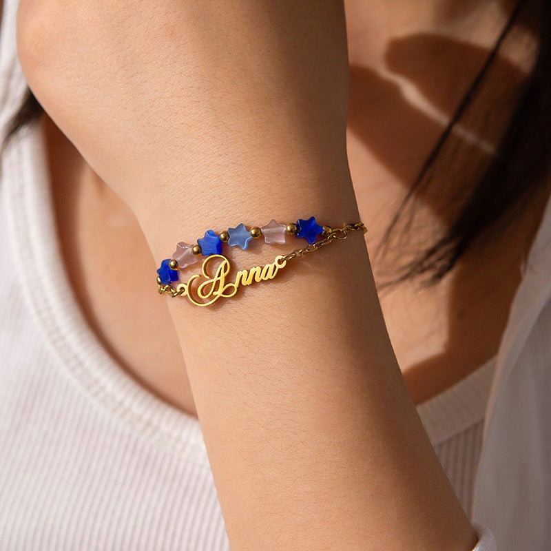 Personalized Beaded Stars Name Bracelet
