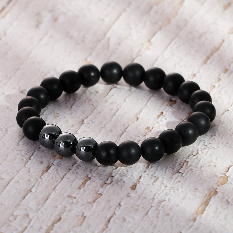 Agate Iron Beads Mens Bracelet