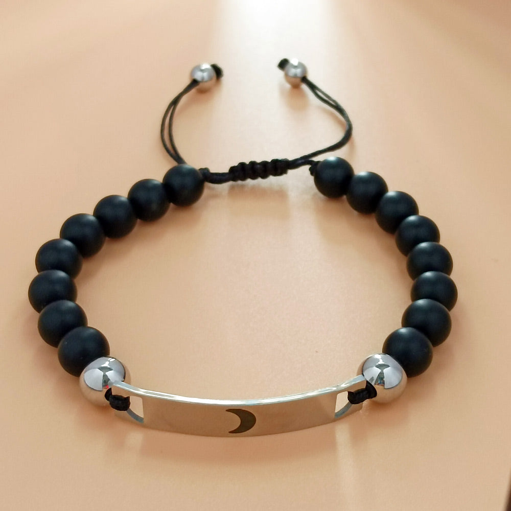 Engraved Bar and Disk Charm Promise Bracelets