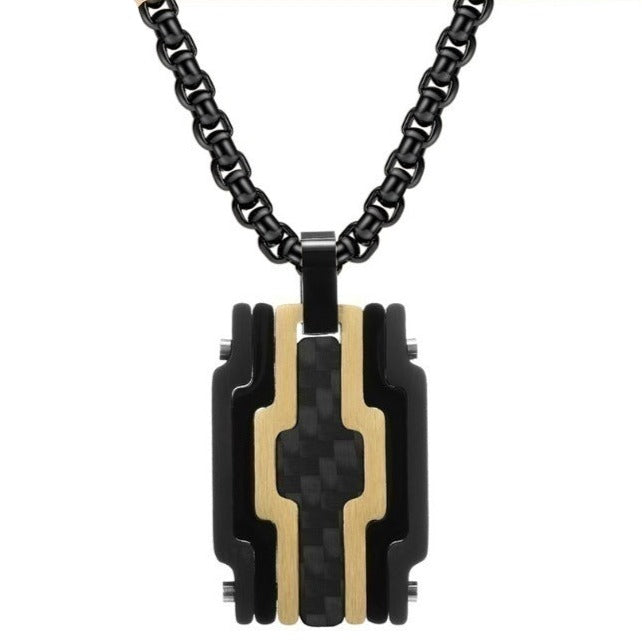 Engraved Beveled Trending Mens Pendant Necklace