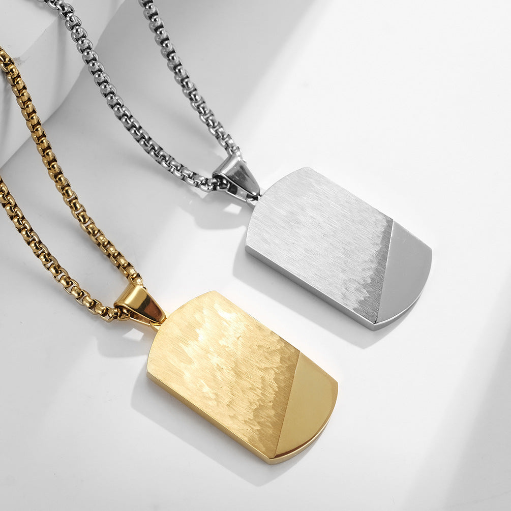 Engraved thick Chain Army Pendant Mens Necklace